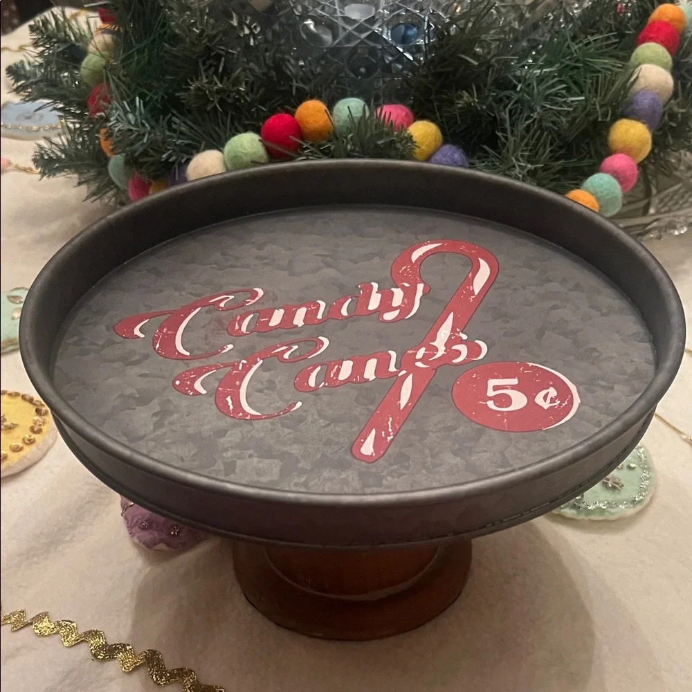 Candy Cane Metal Cake Stand Serving Piece